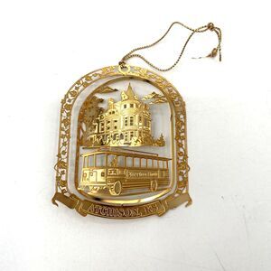 Nations Treasures Atchison Kansas 24k Gold Flashed Brass Christmas Ornament 3"